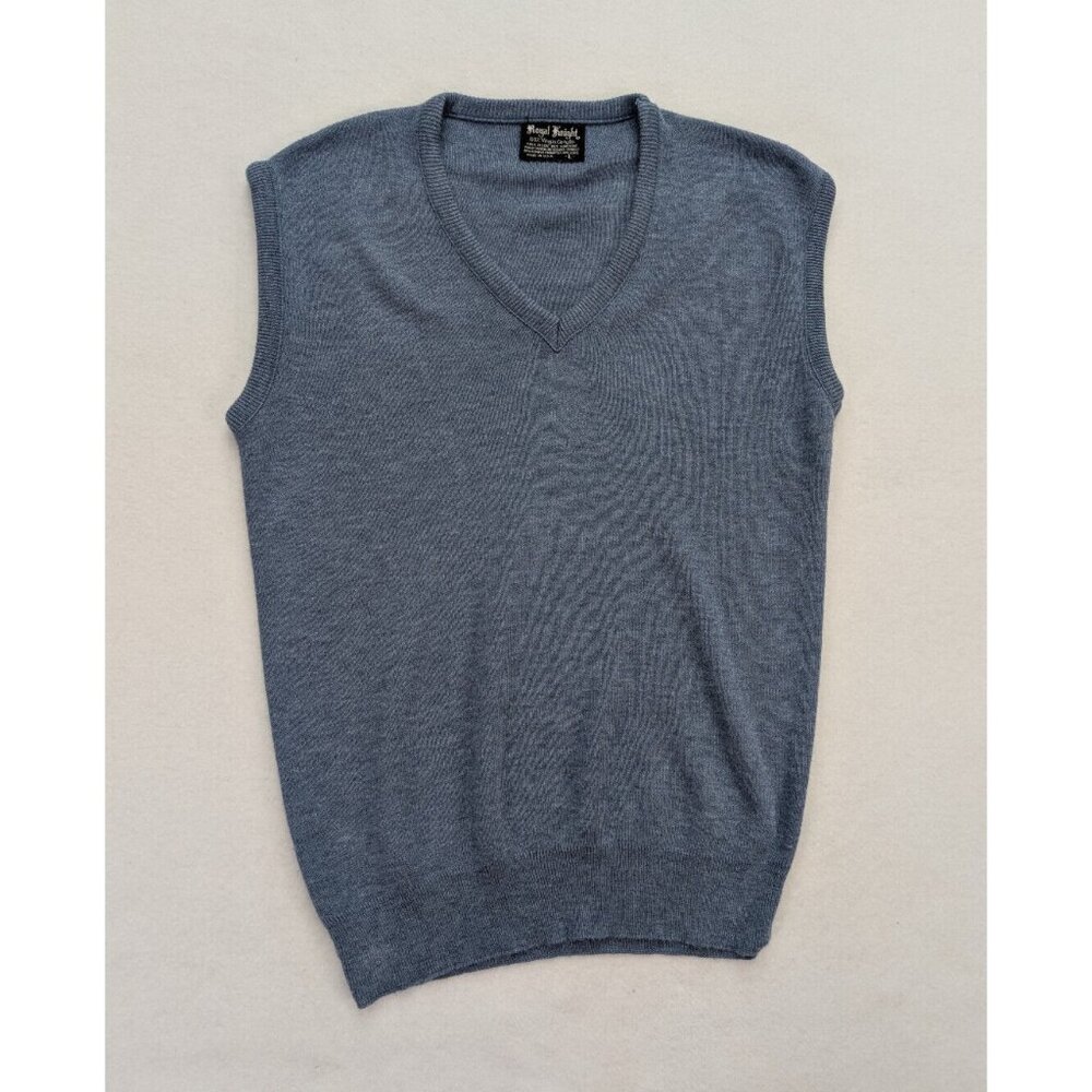 Royal Knight Vintage Men's Sweater Vest Size L Blue V-Neck